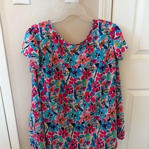 SHEIN Curve Floral Dress - Blue, Pink, Orange